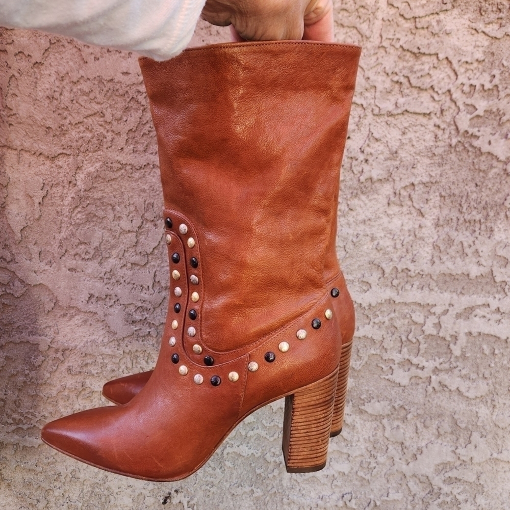 Free‎ People Studded Leather  Western Boot - Picture 2 of 7
